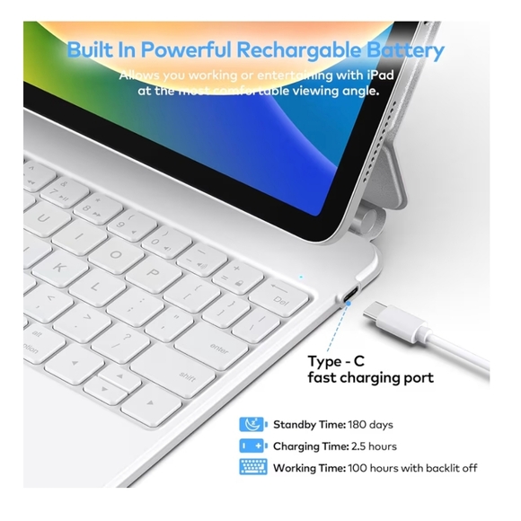 Runelk Magnetic Suspension Keyboard Case - White